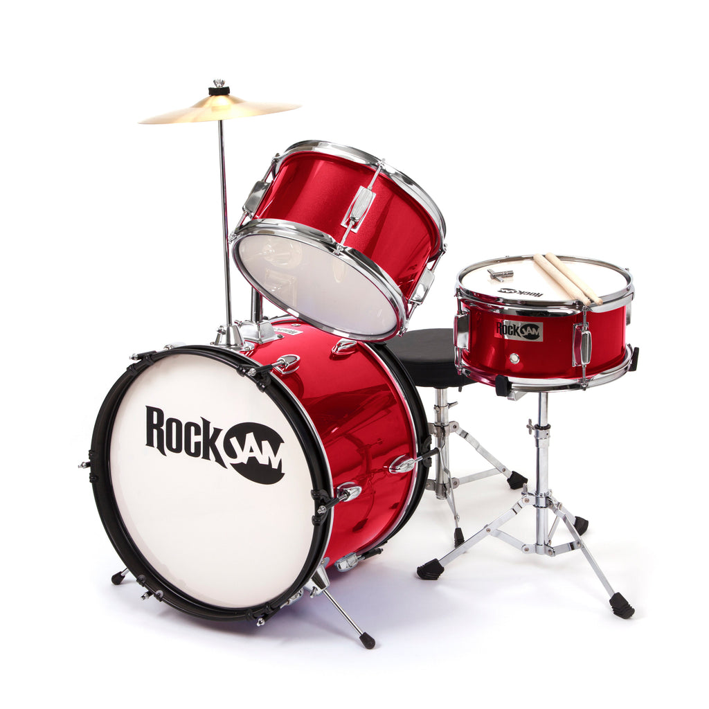 RockJam 3-Piece Junior Drum Set Red