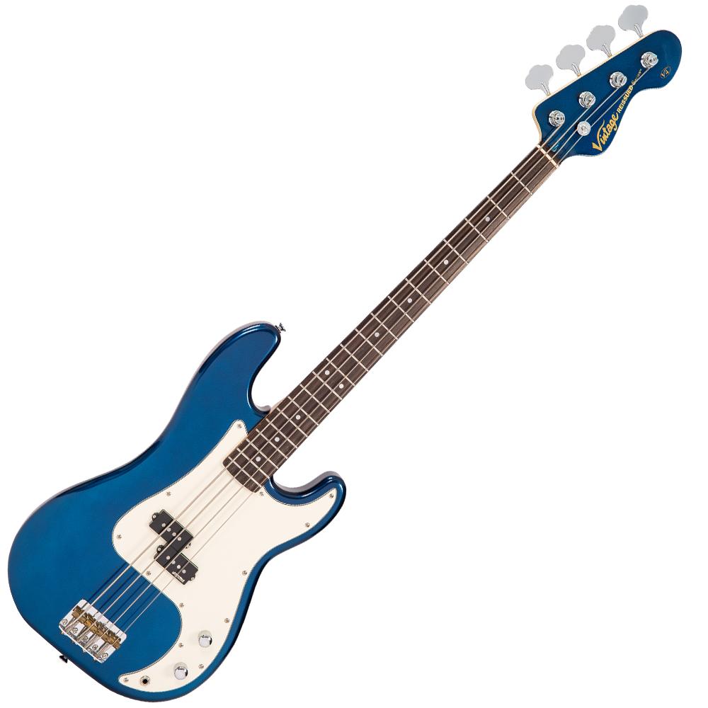 Vintage V4 Reissued Bass Guitar ~ Bayview Blue